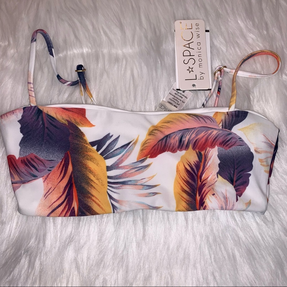 L*Space White, Leaf Print Rebel Bikini Top Size Small NWT - Picture 4 of 4